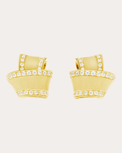 Shop Carelle Women's Knot Diamond Trim Stud Earrings In Gold