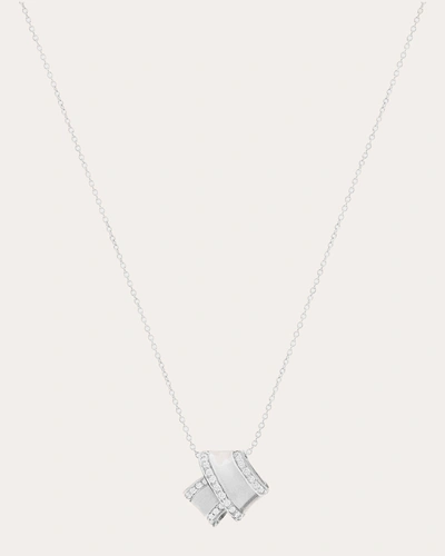 Shop Carelle Women's Knot Diamond Trim Pendant In White