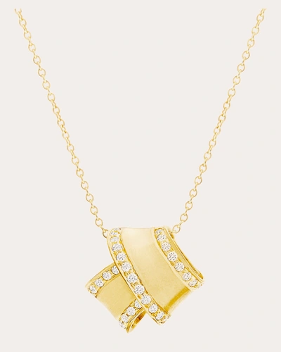 Shop Carelle Women's Knot Diamond Trim Pendant In Gold