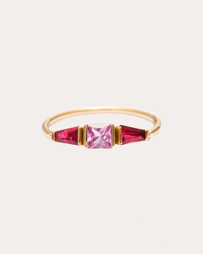 Shop Yi Collection Women's Pink Sapphire And Ruby Lacroix Ring Cotton In Multicolor
