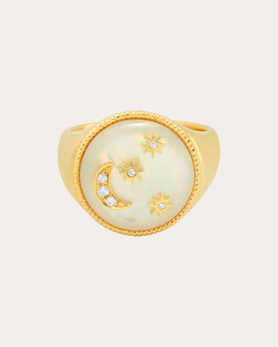 Shop Colette Jewelry Women's White Enamel & Diamond Signet Ring