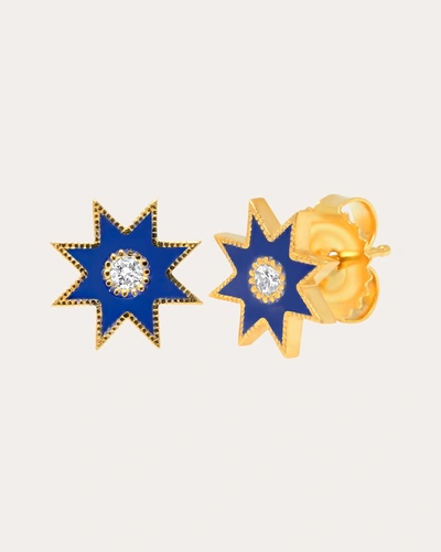 Shop Colette Jewelry Women's Navy Starburst Diamond Stud Earrings In Blue