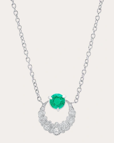 Shop Colette Jewelry Women's Emerald Moon Necklace In Silver