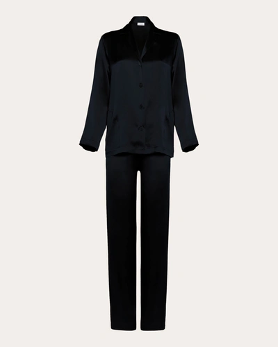 Shop La Perla Women's Long Silk Pajama Set In Black
