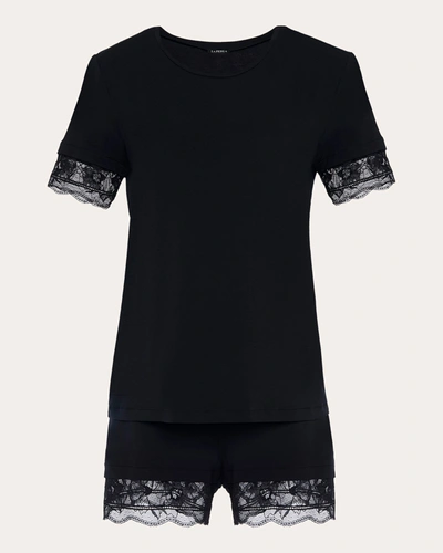 La Perla Women's Lace-trimmed Satin Pajama Set In Black