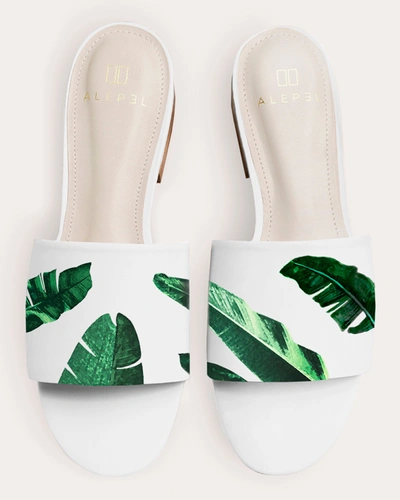 Shop Alepel Women's Green Palms Slide In White