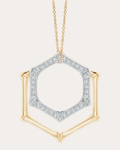 Shop Natori Women's Hexagonal Bamboo Diamond Pendant Necklace In Gold