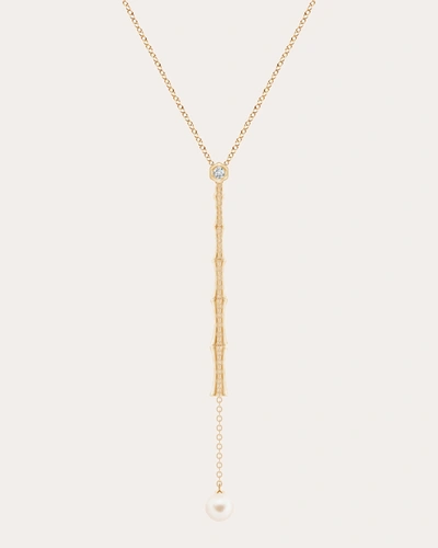 Natori Women's Bamboo 14k Gold Pearl And Diamond Lariat Necklace In Gold