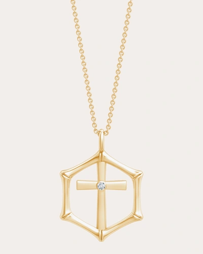 Shop Natori Women's Cross Bamboo Pendant Necklace In Gold