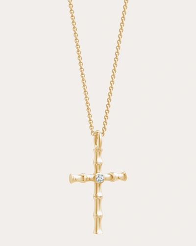 Shop Natori Women's Diamond Cross Pendant Necklace In Gold