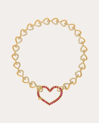 Shop Eden Presley Women's Heart Diamond & Ruby Bracelet In Gold