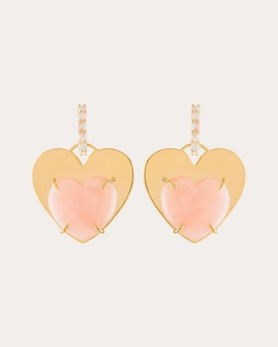 Shop Eden Presley Women's Pink & White Opal Hearts & Hugs Earrings