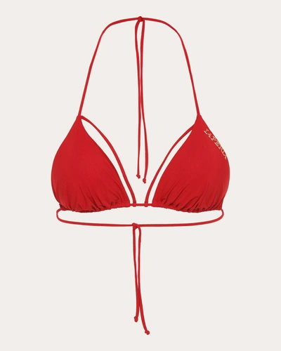 Shop La Perla Women's Iconic Triangle Bikini Top In Red