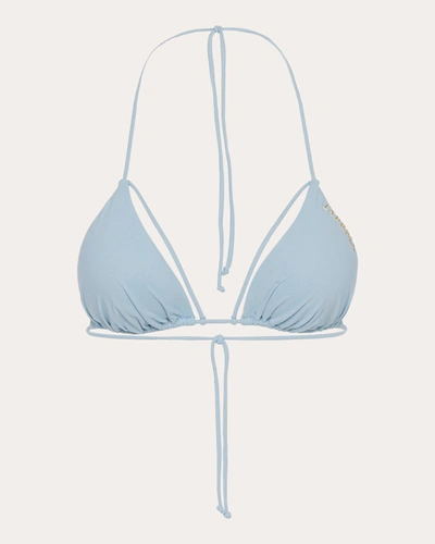 Shop La Perla Women's Iconic Triangle Bikini Top In Blue