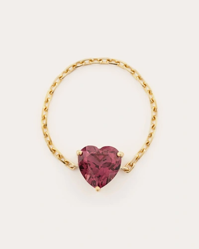 Shop Yi Collection Women's Rhodolite Heart Supreme Chain Ring 18k Gold In Red