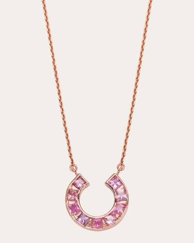 Shop Jolly Bijou Women's Sapphire Sundial Pendant Necklace In Pink