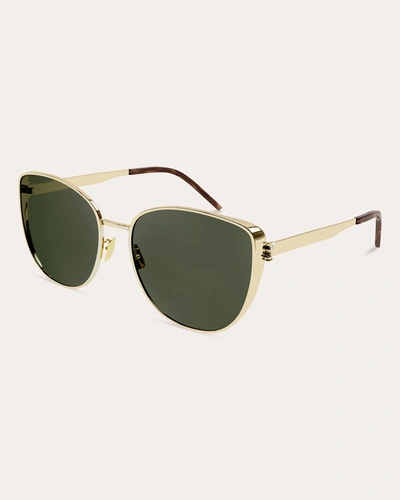 Shop Saint Laurent Women's Gold Oval Sunglasses