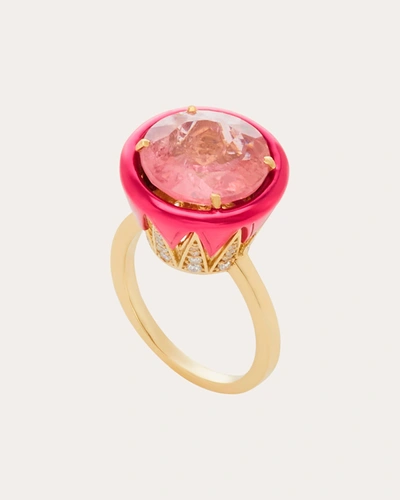 Shop Carol Kauffmann Women's Pink Tourmaline & Diamond Colors Ring 18k Gold