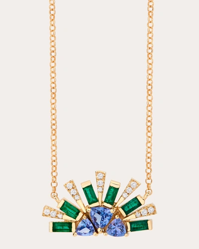 Shop Carol Kauffmann Women's Demi-circle Pendant Necklace In Green