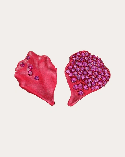 Anabela Chan Women's Ruby Petal Stud Earrings 18k Gold In Red