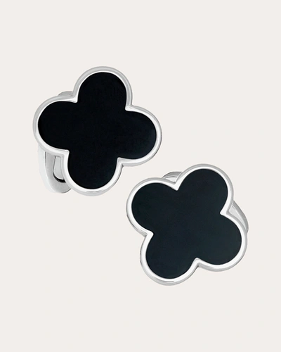 Shop Jan Leslie Women's Four-leaf Clover Cufflinks In Black