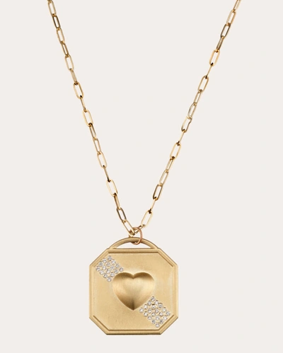 Shop Elizabeth Moore Women's Diamond Puffy Heart Necklace In Gold