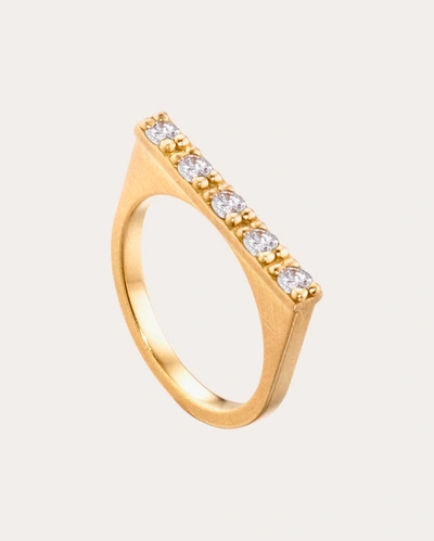 Shop Elizabeth Moore Women's Diamond Circle Of 5ths Bar Ring In Gold