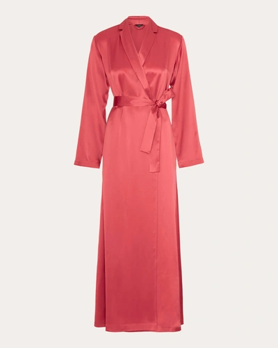 La Perla Vestaglia Long Silk Wrap Robe In Red
