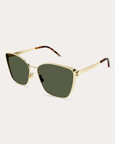 Shop Saint Laurent Women's Cat-eye Sunglasses In Gold