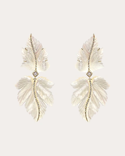 Shop Casa Castro Women's Mother Nature Diamond & Mother Of Pearl Leaf Drop Earrings In White