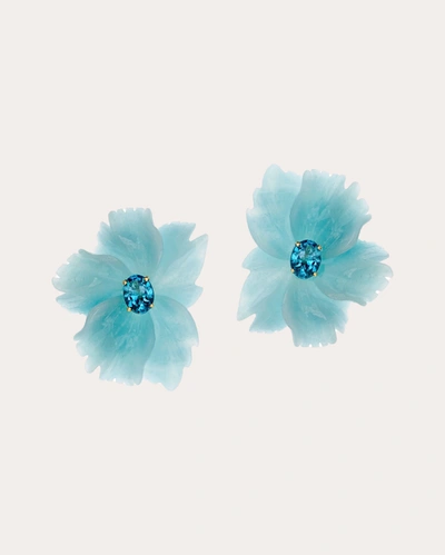 Shop Casa Castro Women's Mother Nature Blue Quartzite & Apatite Flower Stud Earrings