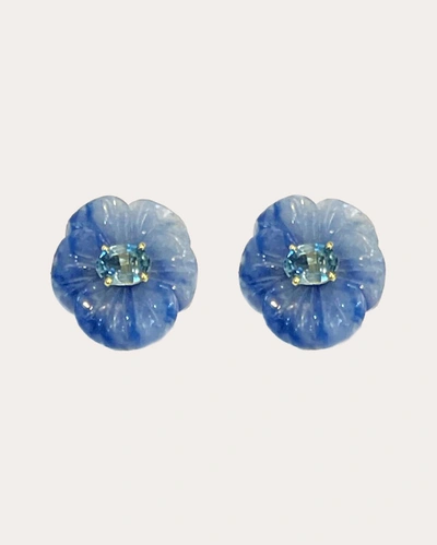 Shop Casa Castro Women's Mother Nature Dumortierite & Sapphire Flower Stud Earrings In Blue