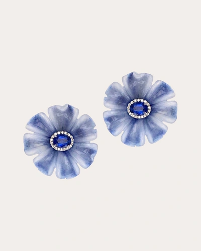 Shop Casa Castro Women's Mother Nature Dumortierite & Cyanite Flower Stud Earrings In Blue