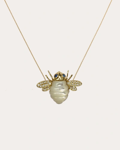 Shop Casa Castro Women's Bug Mother Of Pearl & Sapphire Bee Pendant Necklace In White