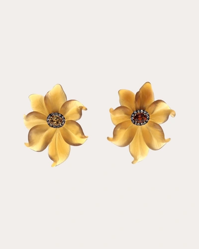 Shop Casa Castro Women's Mother Nature Carnelian & Citrine Flower Stud Earrings In Yellow/orange