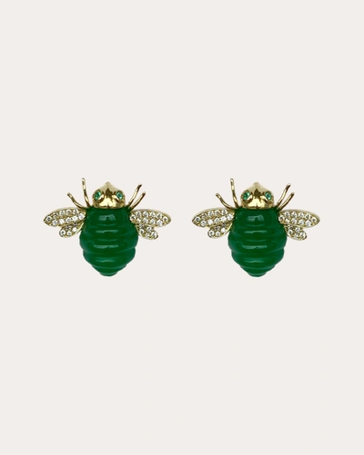 Shop Casa Castro Women's Bug Green Quartz & Emerald Bee Stud Earrings
