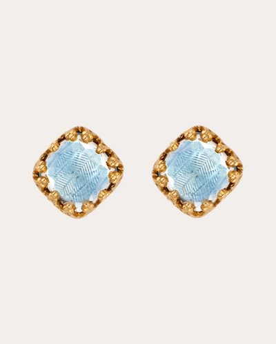 Larkspur & Hawk Women's Chambray Foil Small Jane Stud Earrings 18k Gold In Blue