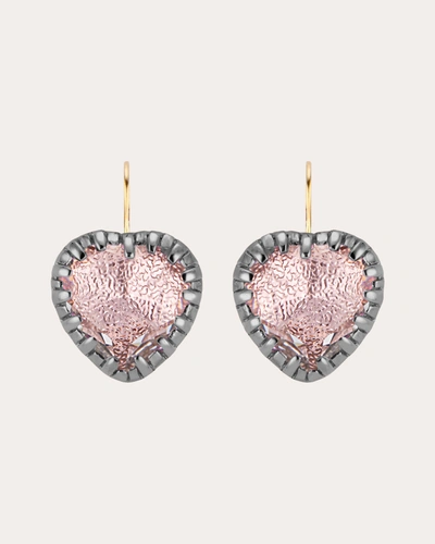 Shop Larkspur & Hawk Women's Blush Foil Valentina 'i Love Ny' Button Earrings In Pink