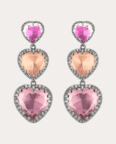 Shop Larkspur & Hawk Women's Pink Multicolor Foil Valentina 'i Love Ny' Triple-drop Earrings