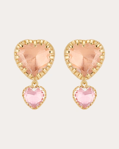 Shop Larkspur & Hawk Women's Peach Bellini Foil Valentina 'i Love Ny' Emoji Double-drop Earrings In Pink