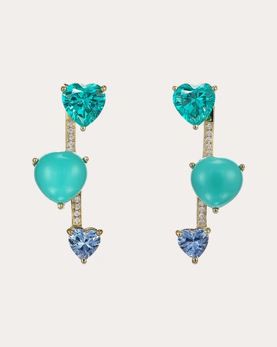 Shop Anabela Chan Women's Turquoise Heart Pendulum Earrings In Green