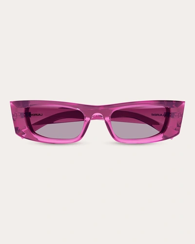 Saint Laurent Women's Transparent Rectangular Sunglasses In Purple