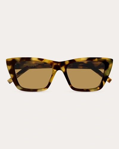 Shop Saint Laurent Women's Squared Cat-eye Sunglasses In Brown