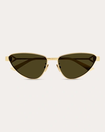 Shop Bottega Veneta Women's Metal Cat-eye Sunglasses In Gold