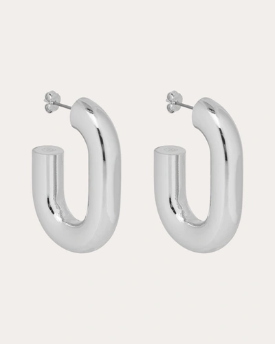 Shop Rabanne Women's Xl Link Hoop Earrings In Silver