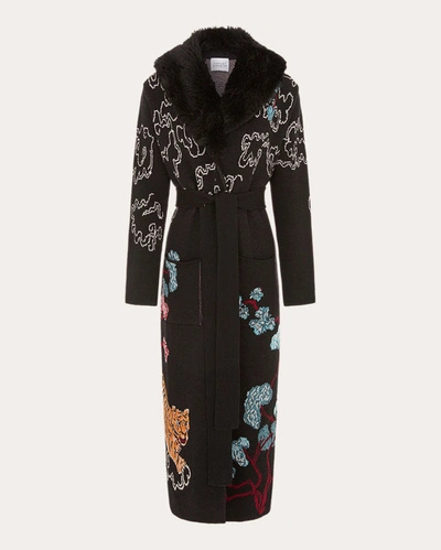 Shop Hayley Menzies Women's Merino Jacquard Long Cardigan In Black