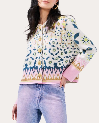 Shop Hayley Menzies Women's Cotton Jacquard Jacket In Lattice Blossom Ecru