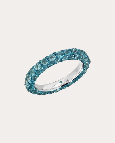 Shop Graziela Gems Women's Swiss Blue Topaz 3-sided Band Ring