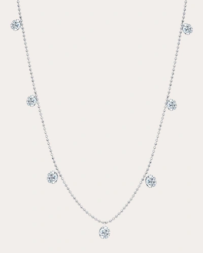 Shop Graziela Gems Women's 18k White Gold Small Floating Diamond Station Necklace In Silver