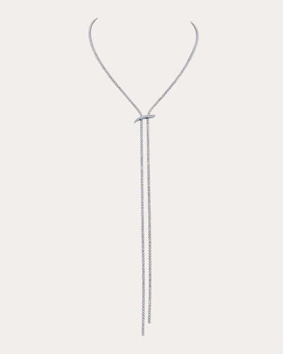 Shop Graziela Gems Women's 18k White Gold Mega Swirl Slide Lariat Necklace In Silver